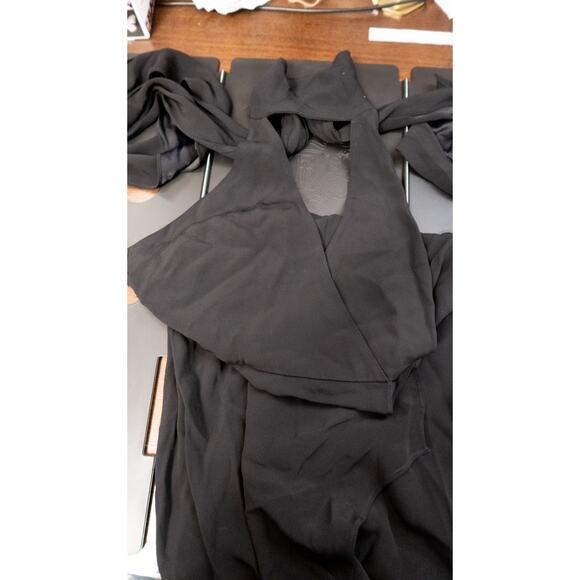 BEC & BRIDGE 'Light The Sky' Black Chiffon Halter Bow Midi Dress US 2 NWT $315 - Picture 10 of 11